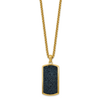 Men's Gold-Tone Polished Dog Tag Stainless Steel Box Chain Pendant Necklace 2.55mm