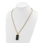 Men's Gold-Tone Polished Dog Tag Stainless Steel Box Chain Pendant Necklace 2.55mm