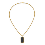 Men's Gold-Tone Polished Dog Tag Stainless Steel Box Chain Pendant Necklace 2.55mm