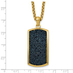 Men's Gold-Tone Polished Dog Tag Stainless Steel Box Chain Pendant Necklace 2.55mm
