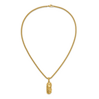 Men's Gold-Tone Polished Dog Tag Stainless Steel Box Chain Pendant Necklace 3.4mm