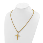 Men's Gold-Tone Polished Nugget Cross Stainless Steel Box Chain Necklace 3.4mm