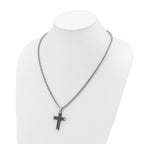 Men's Polished Cubic Zirconia Cross Stainless Steel Box Chain Necklace 3.4mm