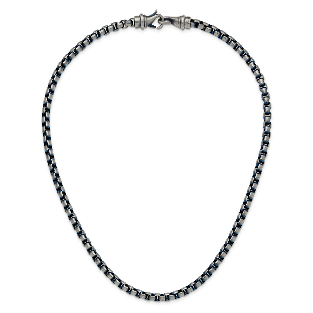 Polished Blue Stainless Steel Box Chain Necklace 6mm