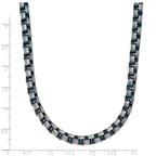 Polished Blue Stainless Steel Box Chain Necklace 6mm