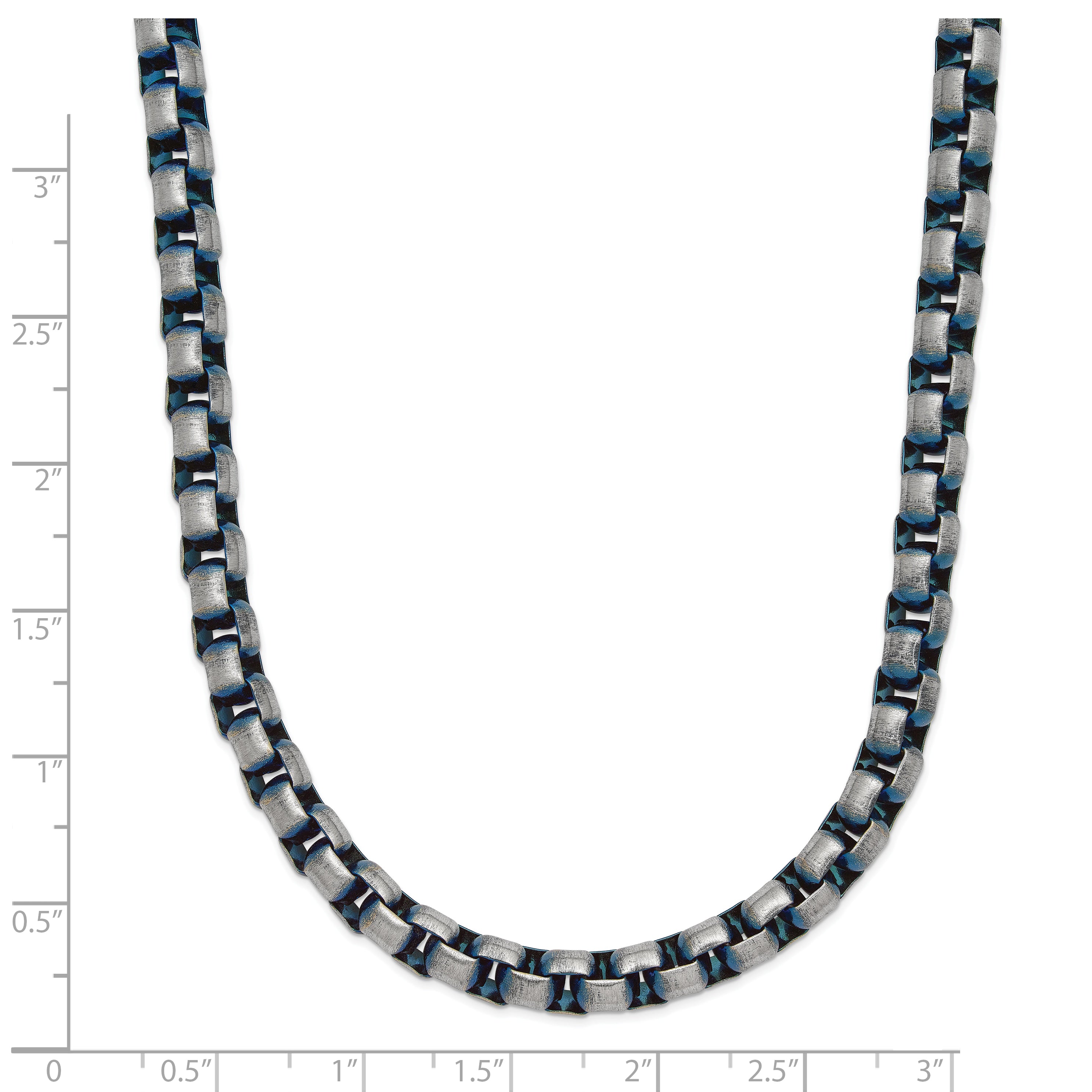 Polished Blue Stainless Steel Box Chain Necklace 6mm