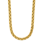 Polished Gold-Tone Stainless Steel Box Chain Necklace 8mm