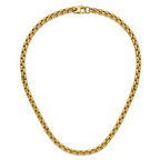 Polished Gold-Tone Stainless Steel Box Chain Necklace 8mm
