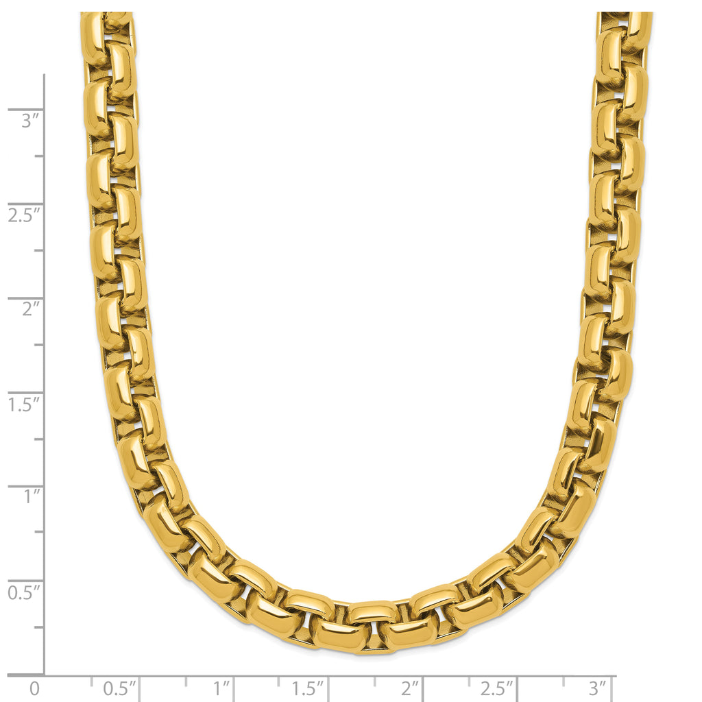 Polished Gold-Tone Stainless Steel Box Chain Necklace 8mm