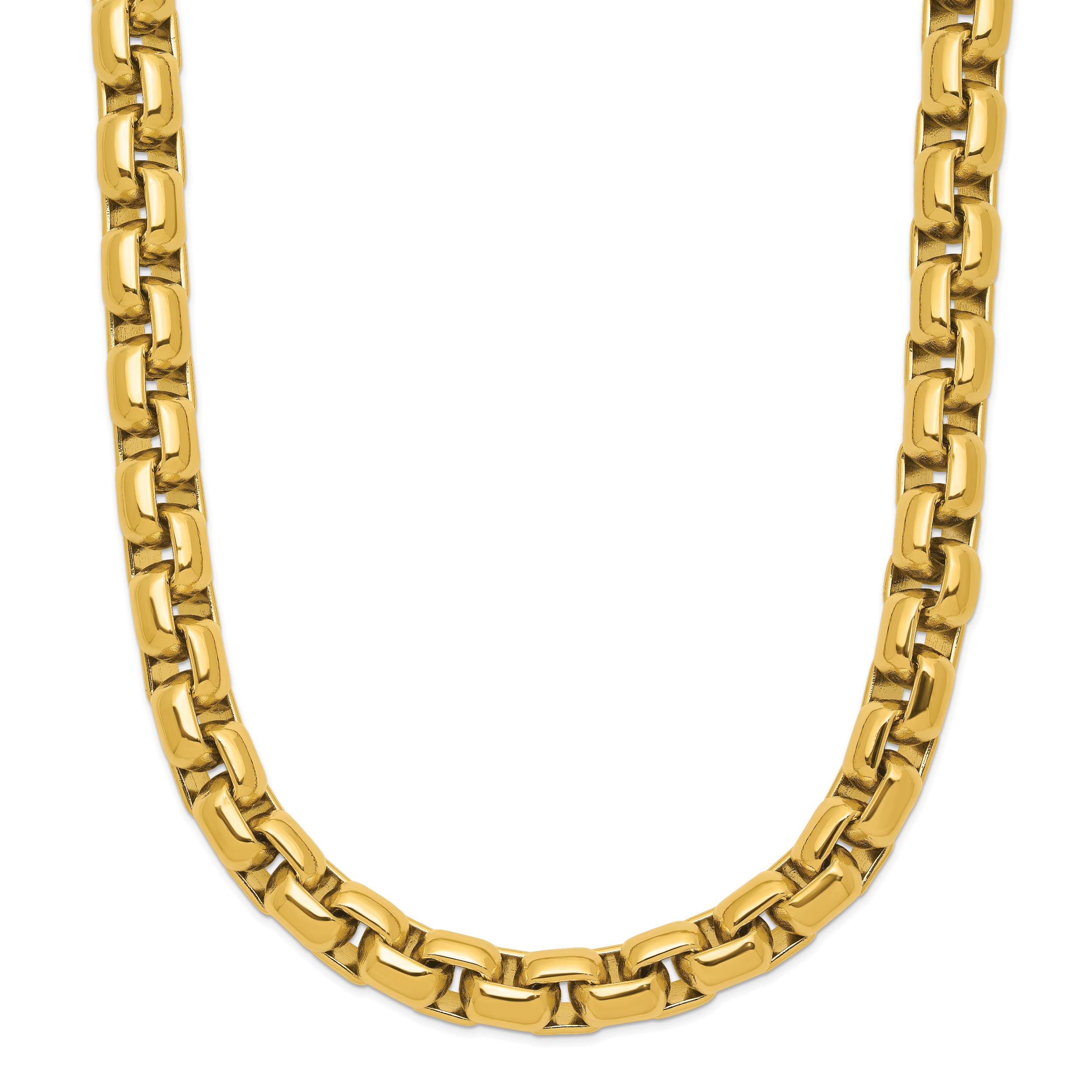 Polished Gold-Tone Stainless Steel Box Chain Necklace 8mm Main image