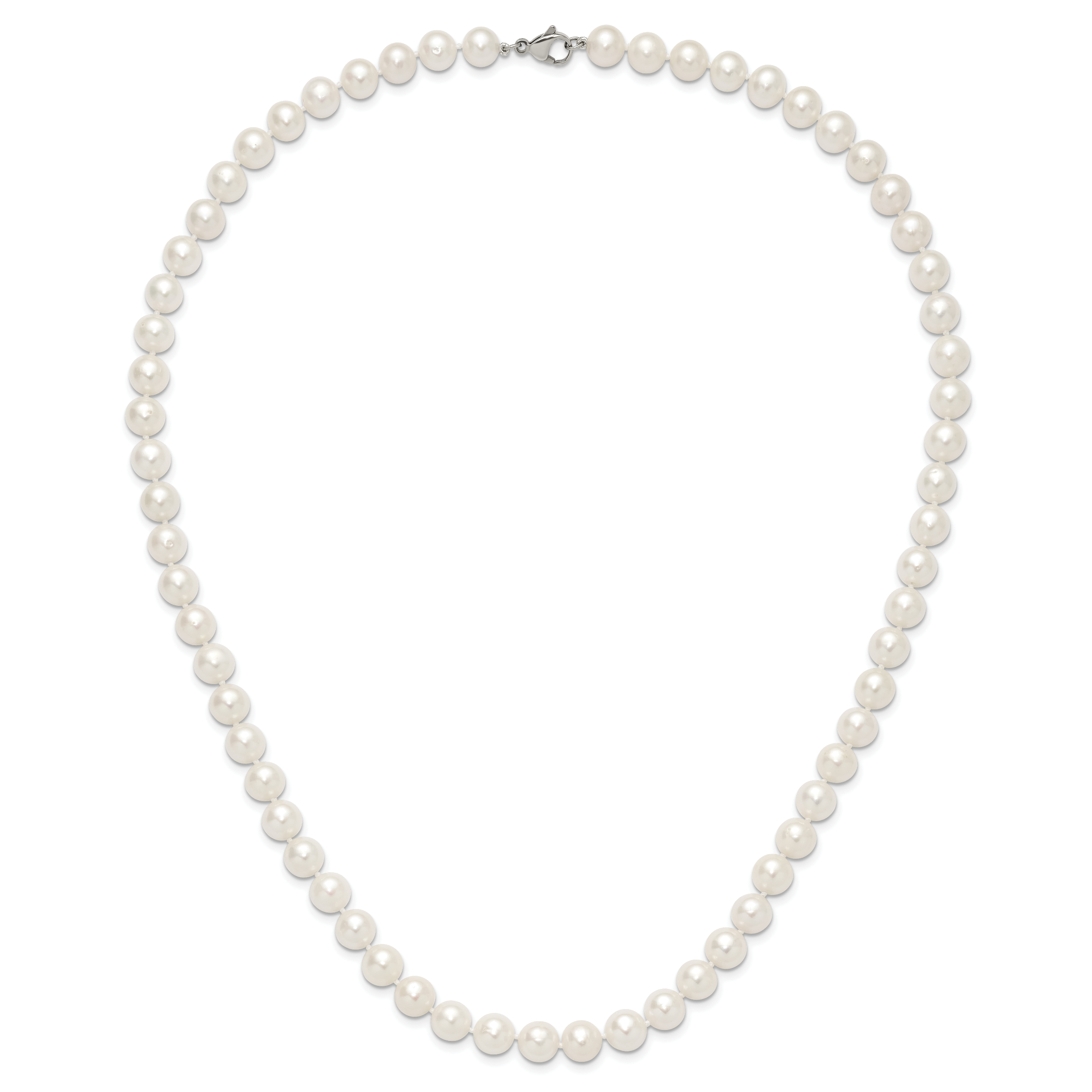 Polished Freshwater Cultured Pearl Knot Stainless Steel Necklace 10mm