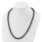 Polished Black Freshwater Cultured Pearl Knot Stainless Steel Necklace