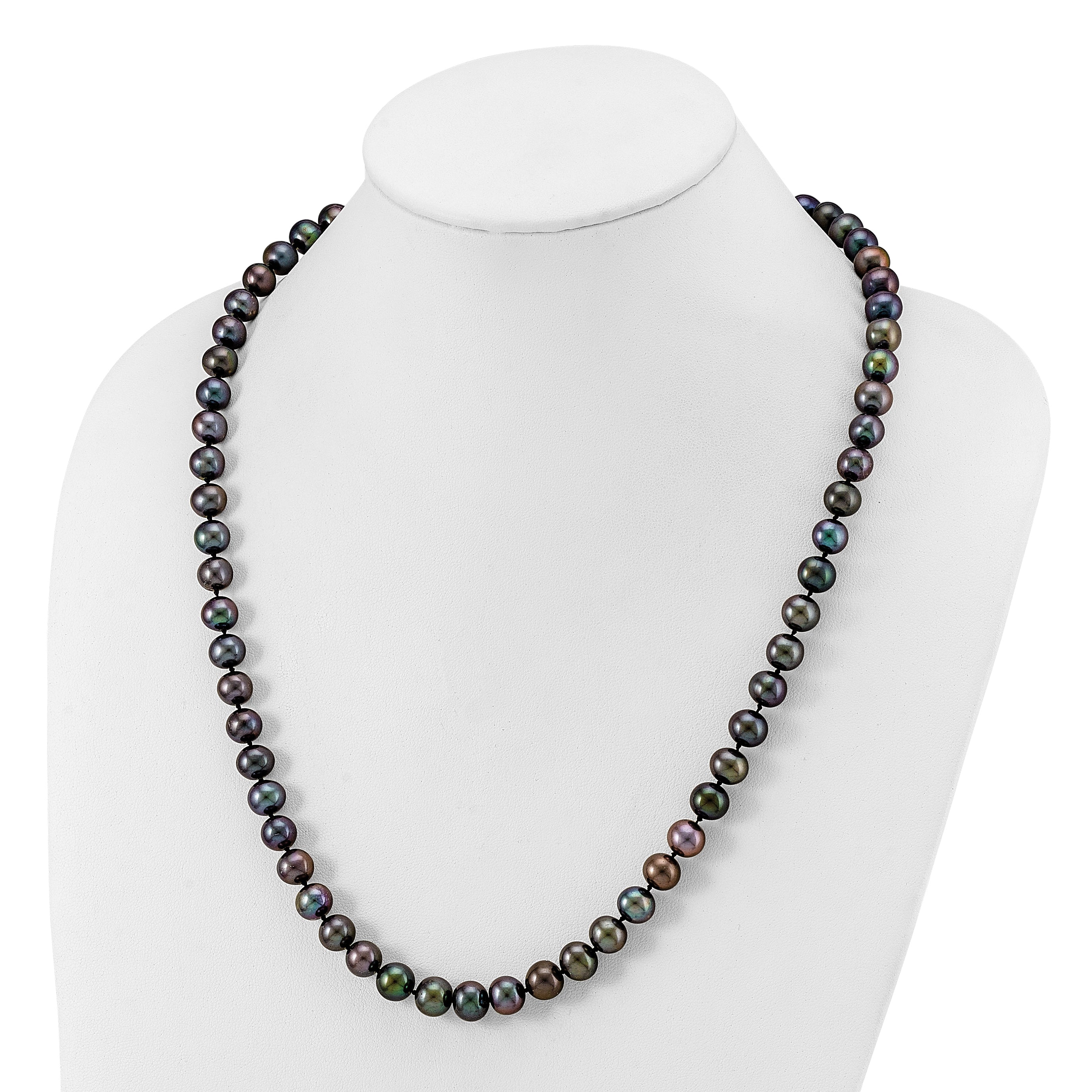 Polished Black Freshwater Cultured Pearl Knot Stainless Steel Necklace
