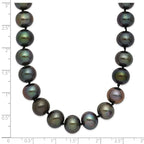 Polished Black Freshwater Cultured Pearl Knot Stainless Steel Necklace