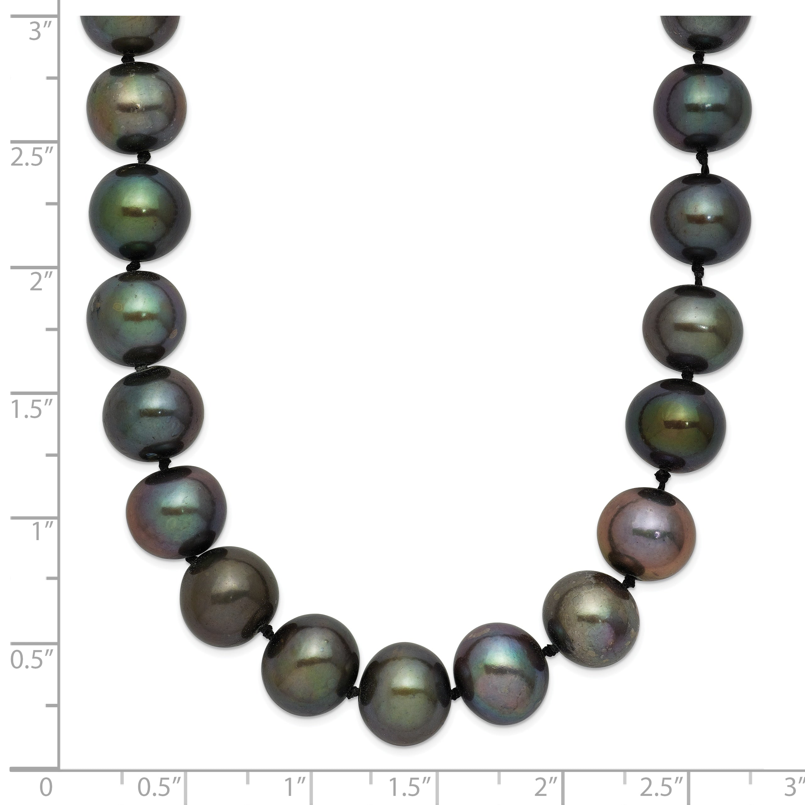 Polished Black Freshwater Cultured Pearl Knot Stainless Steel Necklace