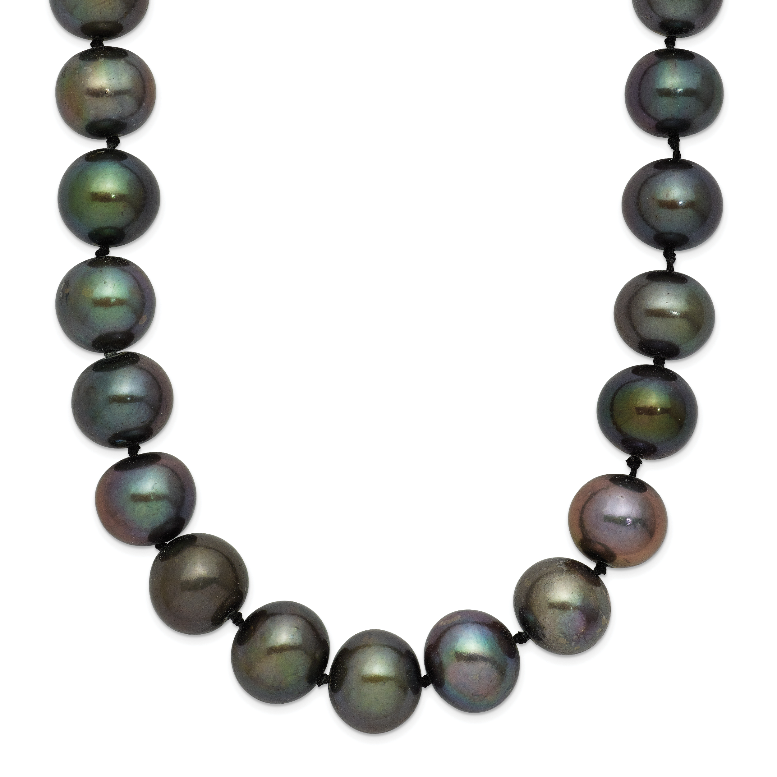 Polished Black Freshwater Cultured Pearl Knot Stainless Steel Necklace