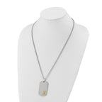 Men's Polished Eagle Stainless Steel 14K Gold Accent Curb Chain Pendant Necklace 3mm