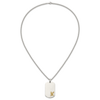 Men's Polished Eagle Stainless Steel 14K Gold Accent Curb Chain Pendant Necklace 3mm