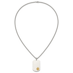 Men's Polished Lion Stainless Steel 14K Gold Accent Curb Chain Pendant Necklace 3mm