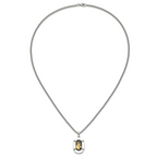 Men's Polished Enamel Stainless Steel 14K Gold Accent Curb Chain Pendant Necklace 3mm