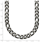 Brushed and Polished Black Stainless Steel Figaro Chain Necklace 7.5mm