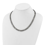 Brushed and Polished Black Stainless Steel Figaro Chain Necklace 7.5mm
