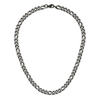 Brushed and Polished Black Stainless Steel Figaro Chain Necklace 7.5mm