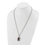 Men's Polished Diamond DAD Stainless Steel 14K Gold Accent Curb Chain Pendant Necklace 3mm