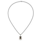 Men's Polished Diamond DAD Stainless Steel 14K Gold Accent Curb Chain Pendant Necklace 3mm