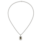 Men's Polished DAD Stainless Steel 14K Gold Accent Curb Chain Pendant Necklace 3mm