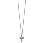 Antiqued Cross Stainless Steel Cable Chain Necklace 1.5mm