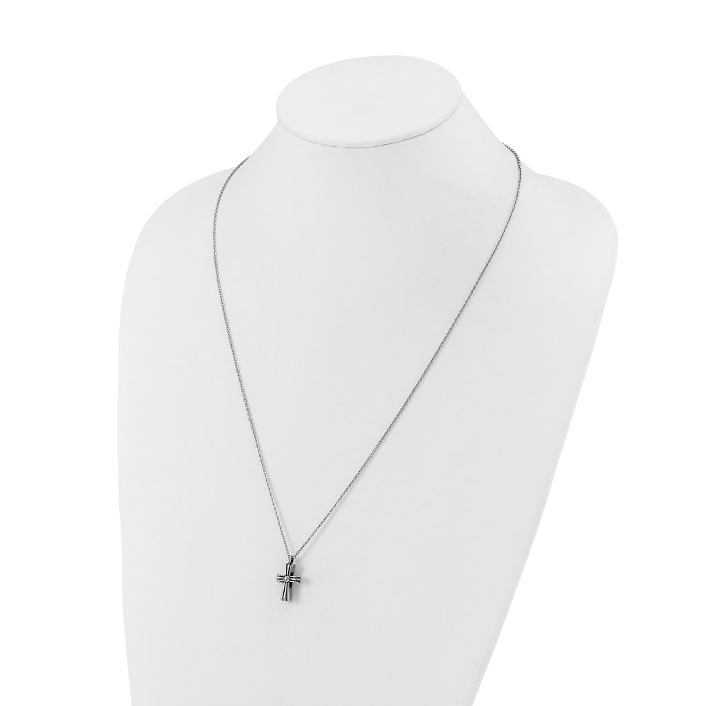 Antiqued Cross Stainless Steel Cable Chain Necklace 1.5mm