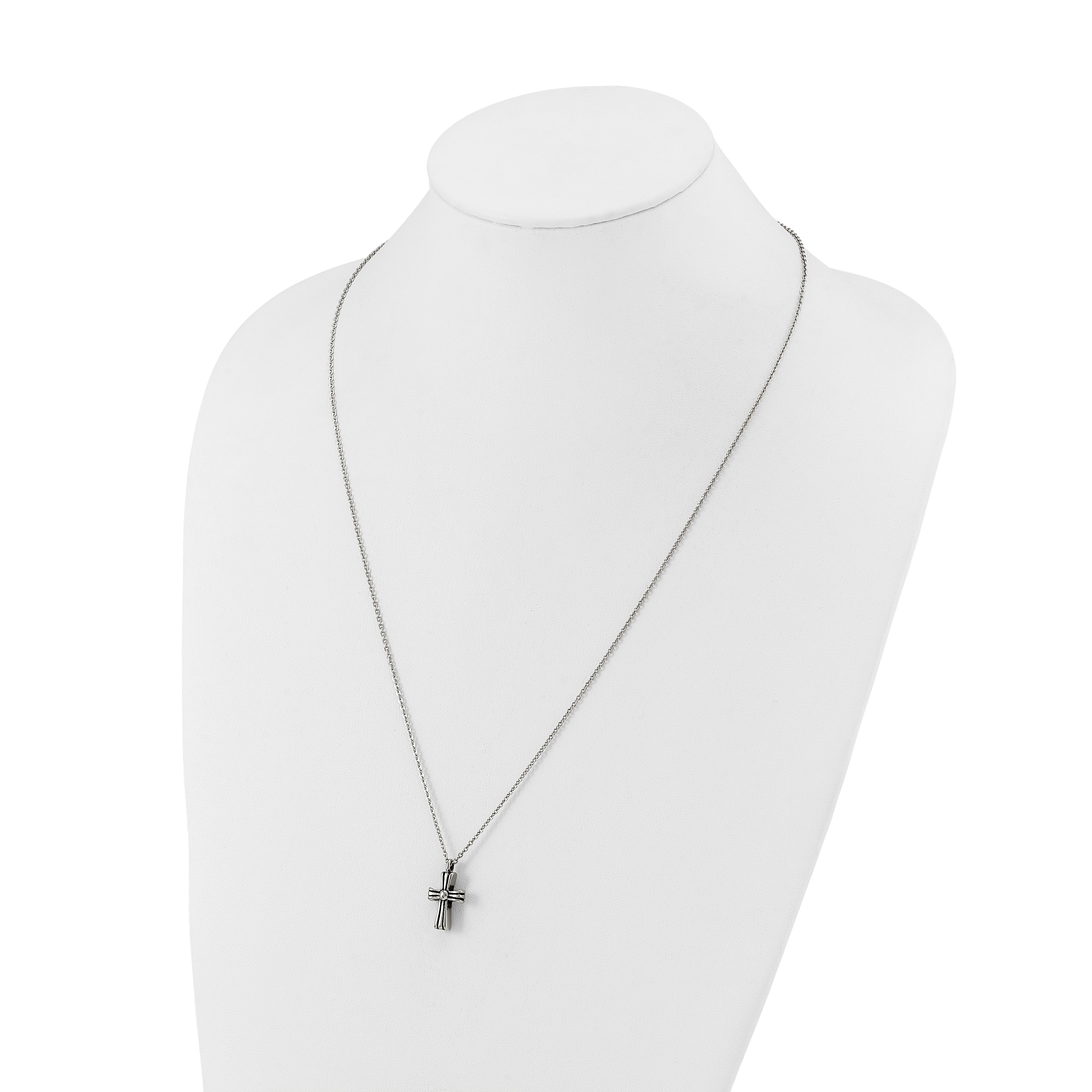 Antiqued Cross Stainless Steel Cable Chain Necklace 1.5mm
