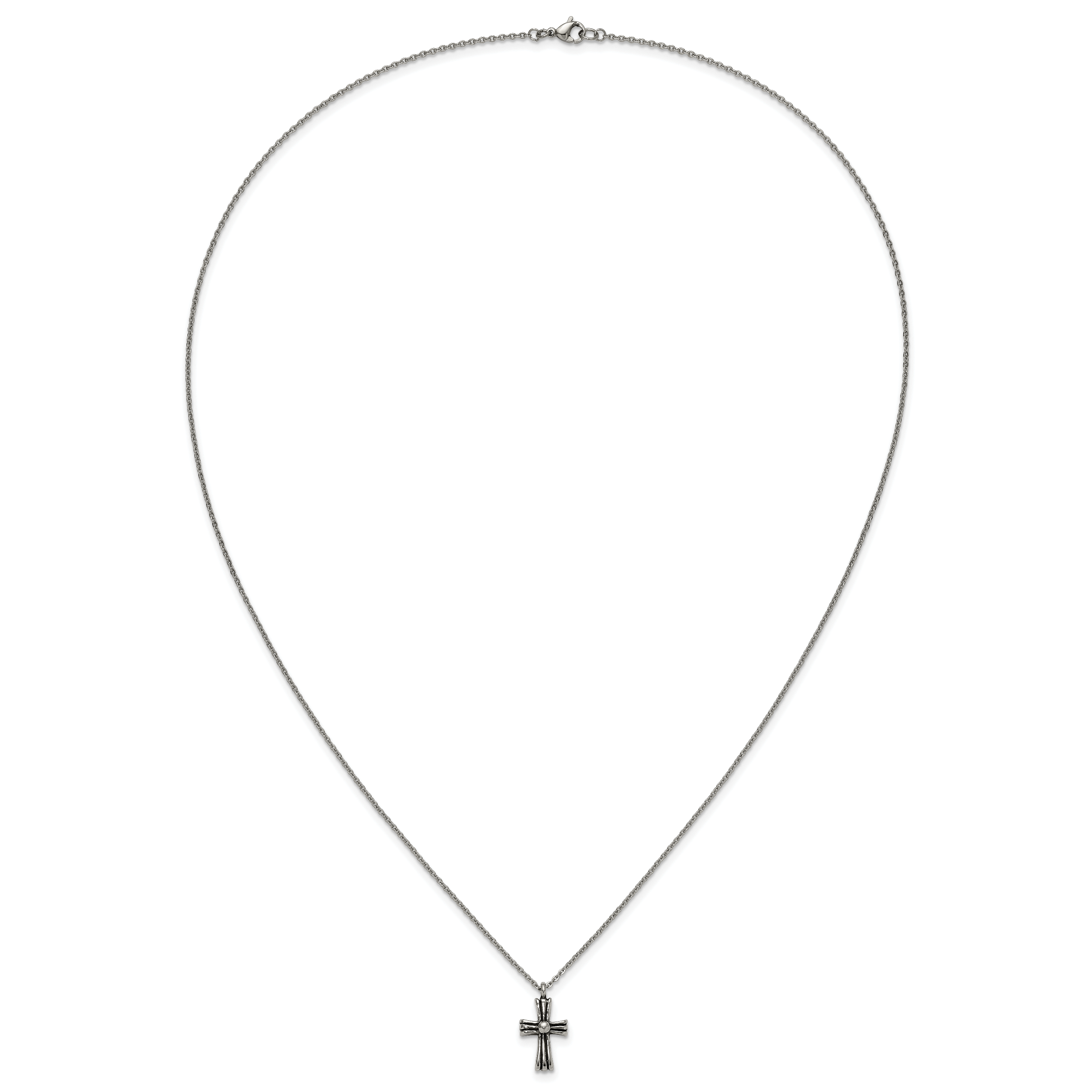Antiqued Cross Stainless Steel Cable Chain Necklace 1.5mm