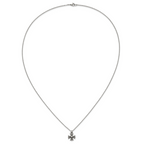 Antiqued Cross Stainless Steel Cable Chain Necklace 1.5mm 24.5in