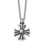 Antiqued Cross Stainless Steel Cable Chain Necklace 1.5mm 24.5in