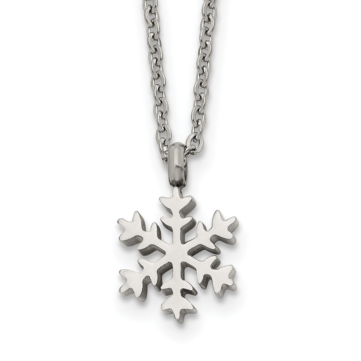 Chisel Snowflake on Cable Necklace in Stainless Steel, 20.2 Inch - Sophia Jewelers Main image