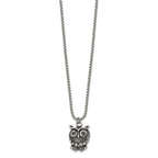 Polished Owl Stainless Steel Box Chain Pendant Necklace 1.82mm