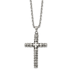 Men's Antiqued Cross Stainless Steel Cable Chain Necklace 3.4mm