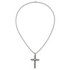 Men's Antiqued Cross Stainless Steel Cable Chain Necklace 3.4mm