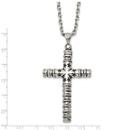 Men's Antiqued Cross Stainless Steel Cable Chain Necklace 3.4mm