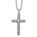 Men's Antiqued Cross Stainless Steel Cable Chain Necklace 3.4mm