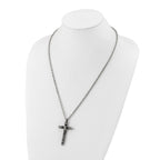 Men's Antiqued Black Crystal Cross Stainless Steel Cable Chain Necklace 3.5mm