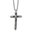 Men's Antiqued Black Crystal Cross Stainless Steel Cable Chain Necklace 3.5mm