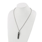 Men's Antiqued Feather Stainless Steel Cable Chain Pendant Necklace 3.5mm