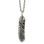 Men's Antiqued Feather Stainless Steel Cable Chain Pendant Necklace 3.5mm