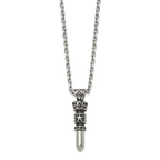 Men's Antiqued Crown Stainless Steel Cable Chain Pendant Necklace 3.5mm