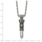 Men's Antiqued Crown Stainless Steel Cable Chain Pendant Necklace 3.5mm
