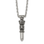 Men's Antiqued Crown Stainless Steel Cable Chain Pendant Necklace 3.5mm