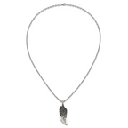 Men's Antiqued Wing Stainless Steel Cable Chain Pendant Necklace 3.5mm